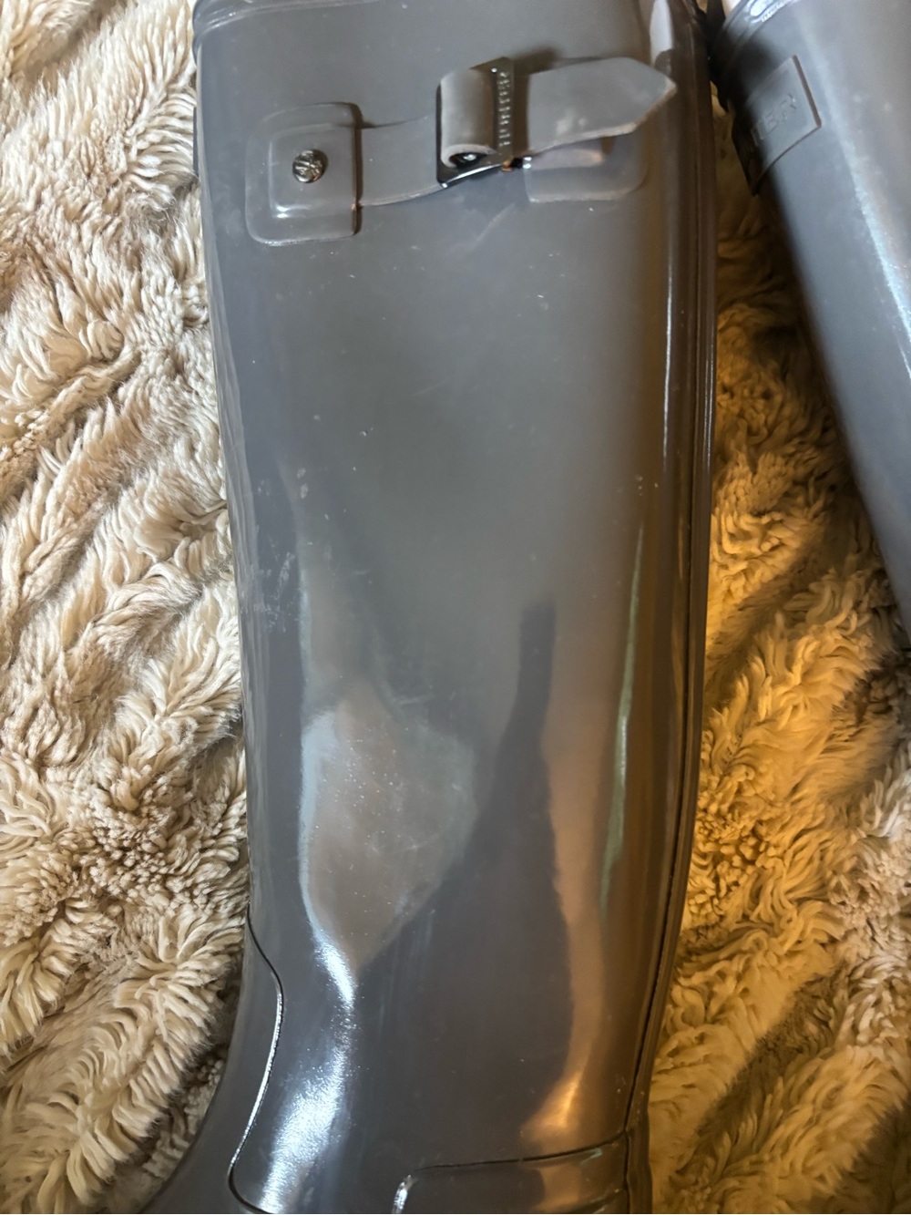 Hunter Classic Women's Grey Waterproof Refined Gloss Tall Rain Boots - Picture 3 of 10